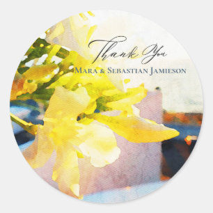 *~* THANK YOU AR15 Elegant  Floral Artsy Wedding Classic Round Sticker
