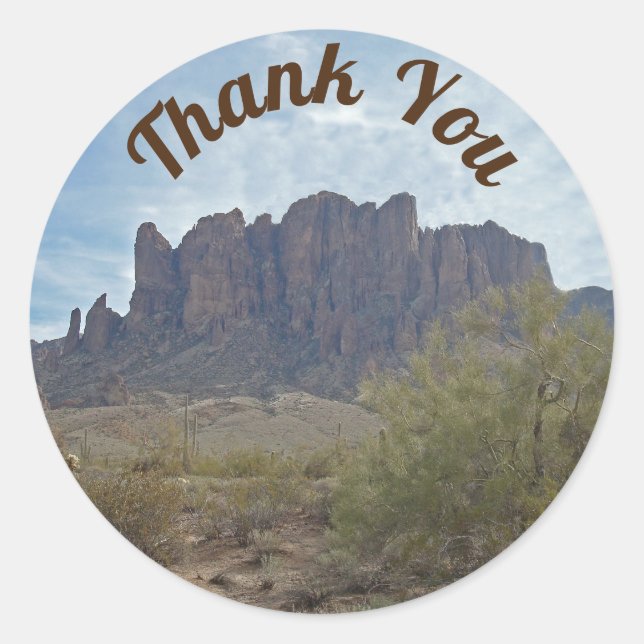 Thank You Arizona Desert Landscape Photo Southwest Classic Round Sticker (Front)