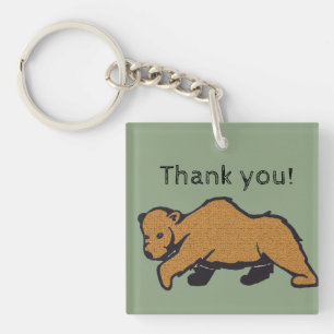 Thank You Artistic Appreciation Brown Bear Key Ring