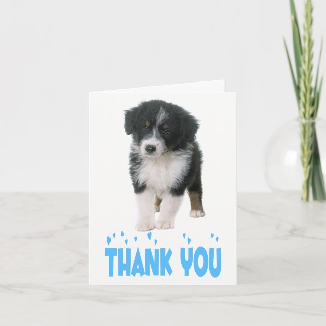 Thank You Australian Shepherd Puppy Dog Card (Front)
