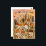 THANK YOU Autumn Cute Country Village Illustration Postcard<br><div class="desc">Customise this sweet thank you card with handmade art. Click on “Personalise” above to edit the text. Then click "edit using design tool" to adjust the fonts, colours and placements. Check my shop for more or let me know if you'd like something custom! Also available as a folded card or...</div>