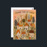 THANK YOU Autumn Cute Country Village Illustration Postcard<br><div class="desc">Customise this sweet thank you card with handmade art. Click on “Personalise” above to edit the text. Then click "edit using design tool" to adjust the fonts, colours and placements. Check my shop for more or let me know if you'd like something custom! Also available as a folded card or...</div>