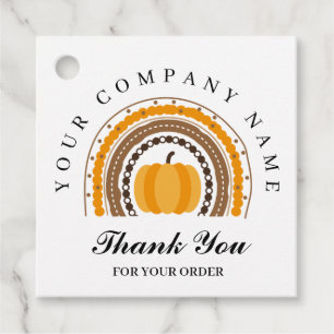 Thank You Autumn Fall Rainbow Pumpkin Business Favour Tags