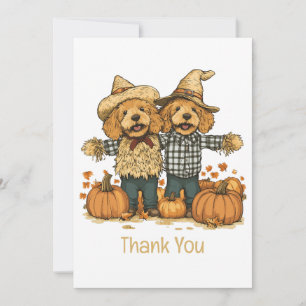Thank You Autumn Harvest Goldendoodle Dogs Card