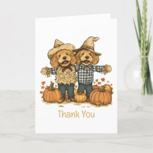 Thank You Autumn Harvest Goldendoodle Dogs Card