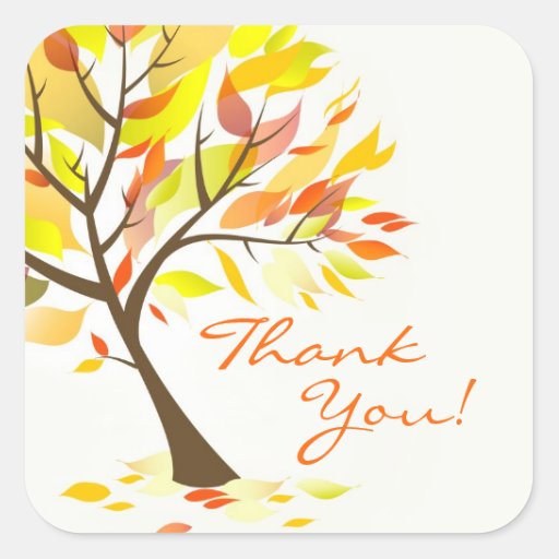 Thank You Autumn Theme Tree Sticker | Zazzle