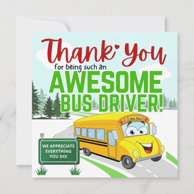 Thank You Awesome Bus Driver Card (Front)