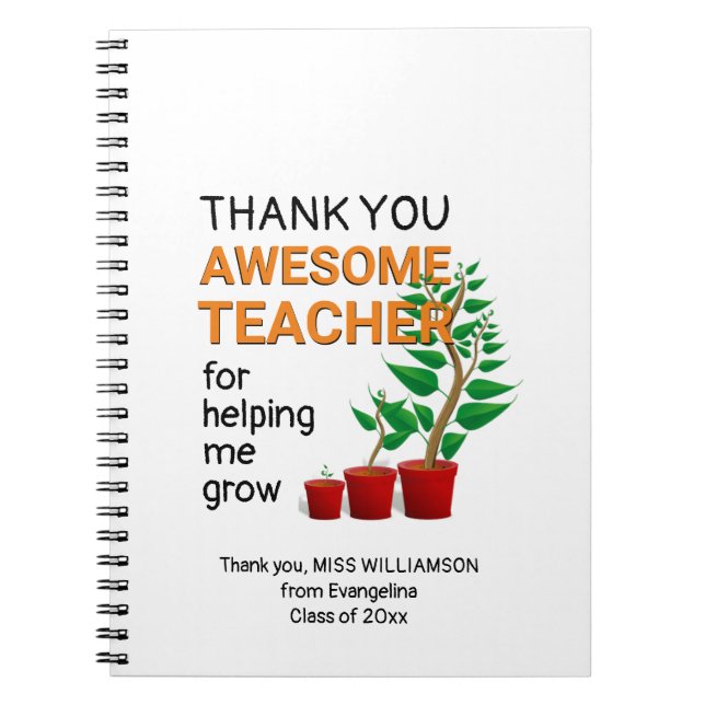 Thank You Awesome Teacher Notebook (Front)