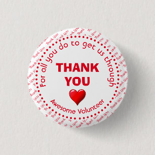 THANK YOU Awesome Volunteer Customisable 3 Cm Round Badge