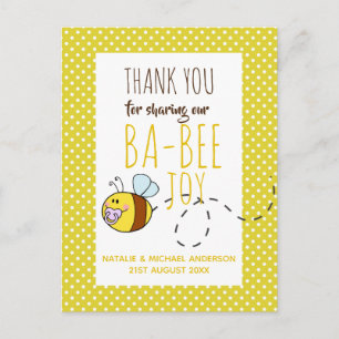 Thank You BA-BEE Baby Shower Greeting Yellow Dots Postcard
