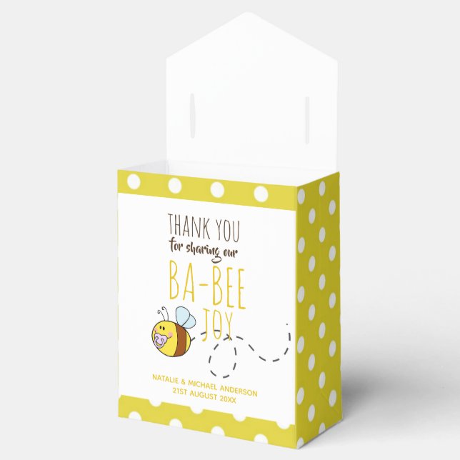 Thank You BA-BEE Baby Shower Yellow Polkadot Favour Box (Opened)