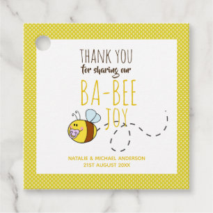 Thank You BA-BEE Baby Shower Yellow Polkadot Favour Tags