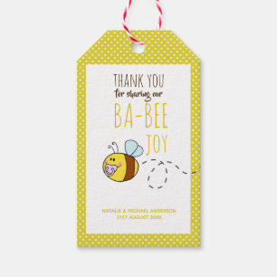 Thank You BA-BEE Baby Shower Yellow Polkadot Gift Tags