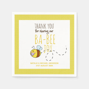Thank You BA-BEE Baby Shower Yellow Polkadot Napkin