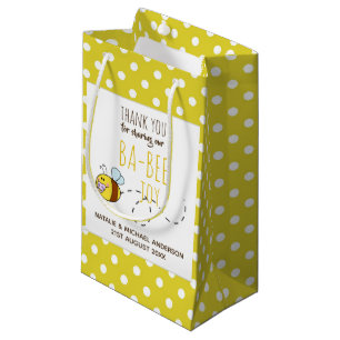 Thank You BA-BEE Baby Shower Yellow Polkadot Small Gift Bag