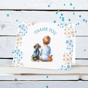 Thank You Baby and Dachshund Puppy Baby Shower Card