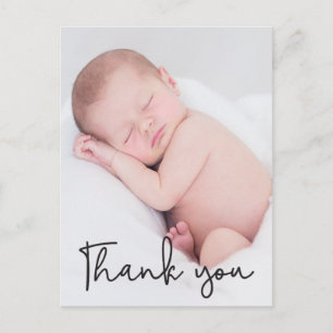 Thank You  Baby Birth Announcement   Script text Postcard