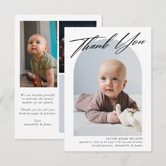 Thank You Baby Birth Photo Collage (Front/Back)