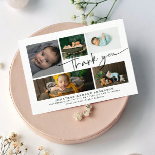Thank You Baby Birth Photo Collage Card