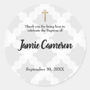 Thank You Baby Boy Baptism Christening Classic Round Sticker