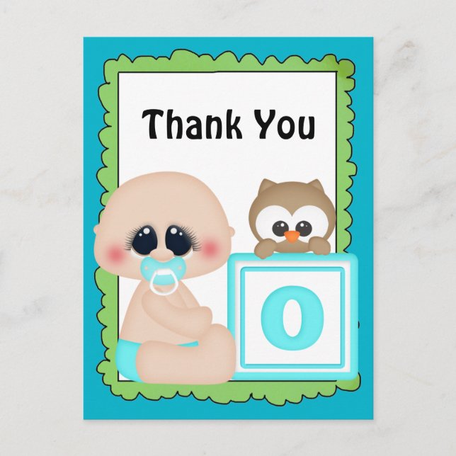 Thank you baby boy postcard (Front)