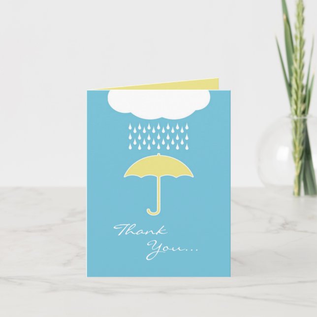 Thank You Baby Boy Shower Umbrella Folded Card (Front)