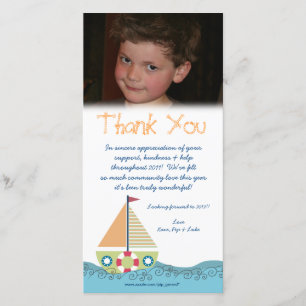 Thank You Baby Boy's 1st Birthday Party Photocard Card