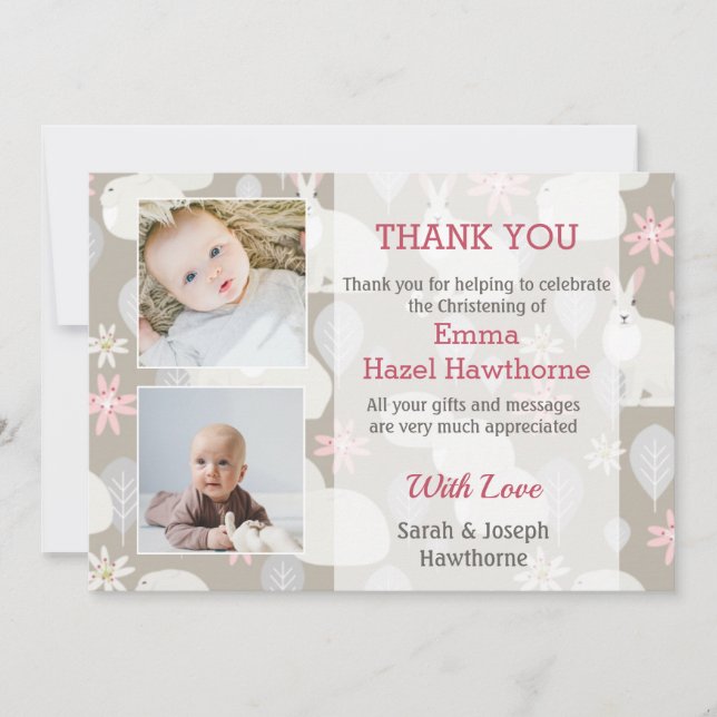 "Thank you" Baby Celebration Custom Photo Holiday Card (Front)