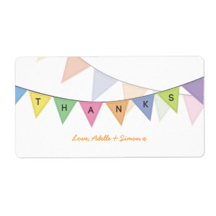 Thank You Baby Circus Rainbow Banner Label