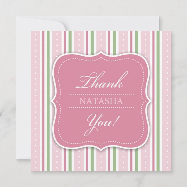 Thank You Baby Girl Shower Flat Card (Front)