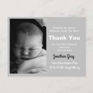 Thank You Baby Photo Birth Announcement Postcard