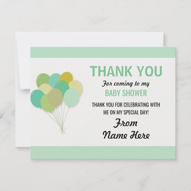 Thank You Baby Shower Balloon Pop Gender Reveal Invitation (Front)