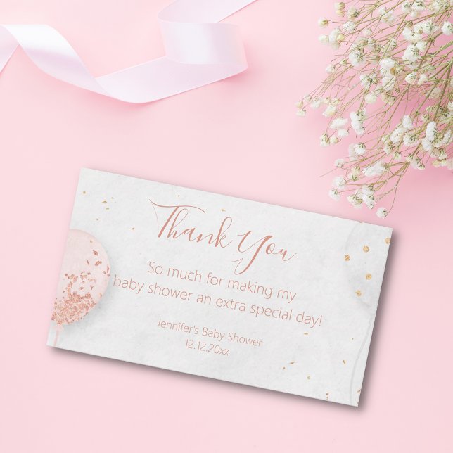 thank you baby shower balloons photo stylish pink card (Creator Uploaded)