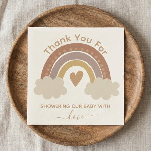 thank you baby shower brown boho rainbow napkin