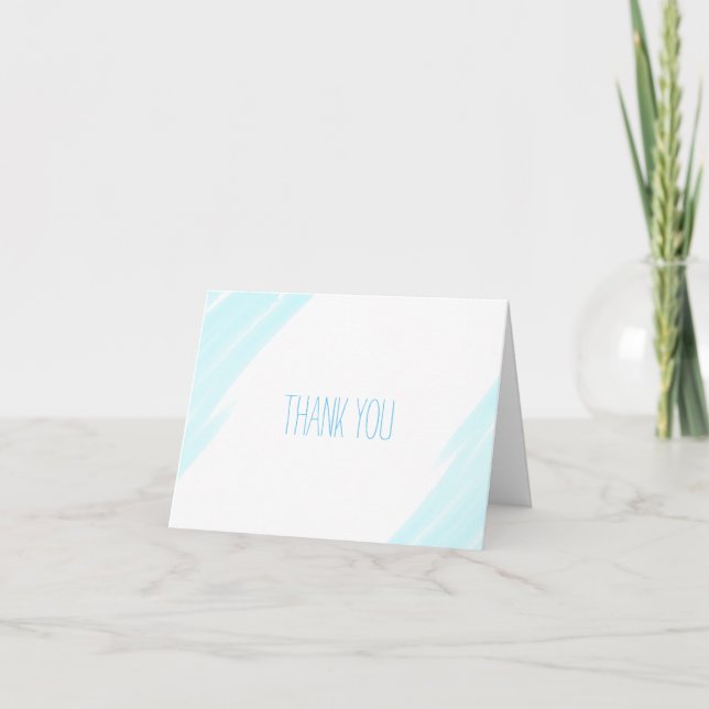 Thank you Baby Shower Card Blue Watercolor (Front)