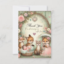Thank You baby shower Card. Precious Animals