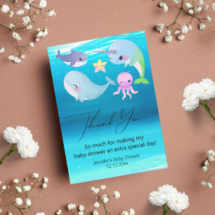 thank you baby shower chic handwriting aquarium card