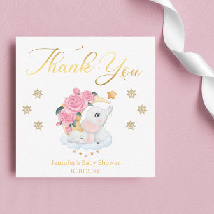 thank you,baby shower cute elephant gold  card