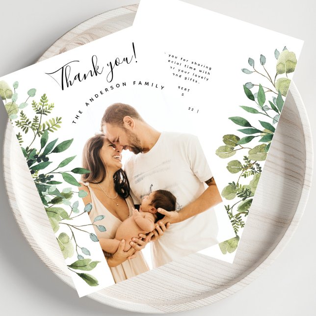 Thank You Baby Shower Elegant Botanical Arch Photo Card (Creator Uploaded)