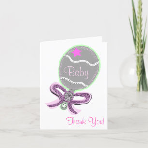 Thank You Baby Shower Elegant Pink Rattle