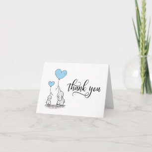 THANK YOU Baby Shower Elephant BOY Blue BLANK