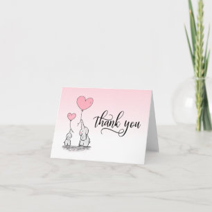 THANK YOU Baby Shower Elephant Girl Pink BLANK