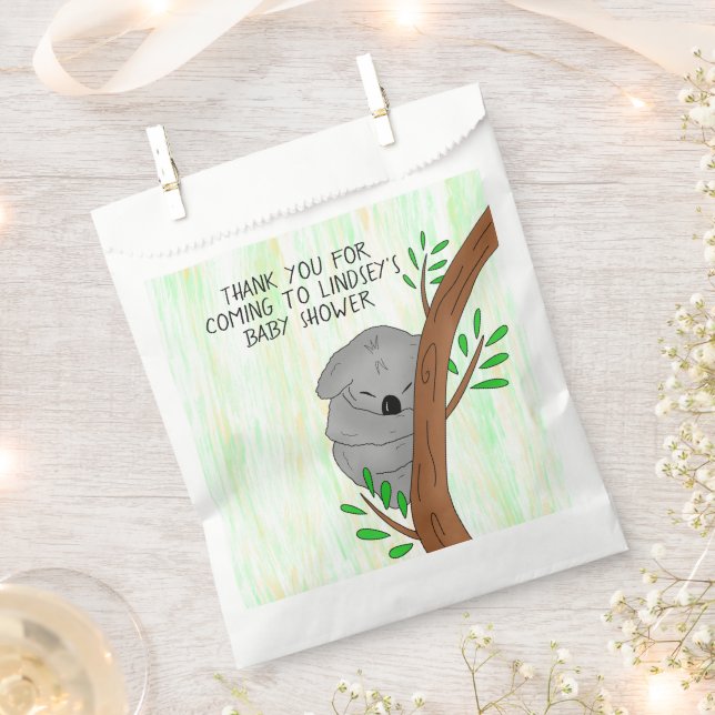 Thank You Baby Shower Favour Sleepy Koala Bear  Favour Bags (Clipped)