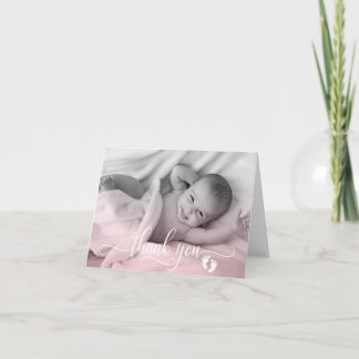 THANK YOU Baby Shower Feet GIRL PHOTO | BLANK Card