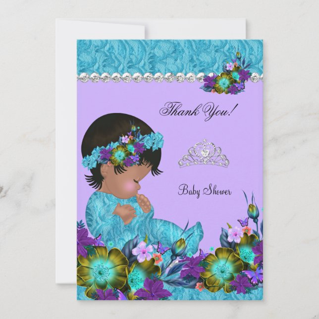 Thank You Baby Shower Girl Teal Blue Purple (Front)