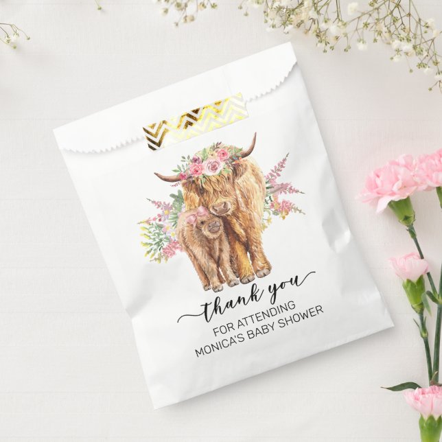Thank you Baby Shower Highland Cow Pink  Favour Bags (Sealed)
