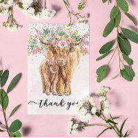 Thank you Baby Shower Highland Cow Pink