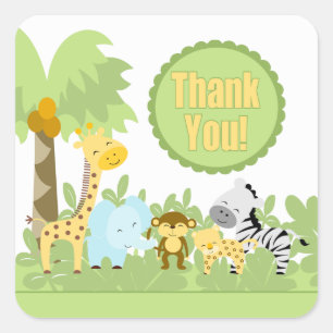 Thank You Baby Shower Jungle Square Sticker! Square Sticker