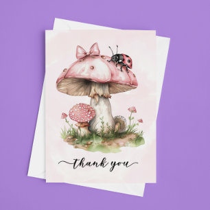 Thank you Baby Shower Ladybug Mushroom Card