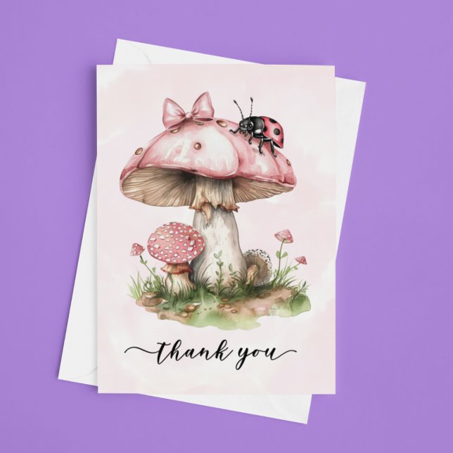 Thank you Baby Shower Ladybug Mushroom Card (Creator Uploaded)